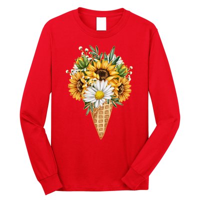 Cute Sunflowers In Ice Cream Cone Long Sleeve Shirt