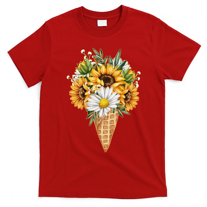 Cute Sunflowers In Ice Cream Cone T-Shirt