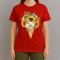 Cute Sunflowers In Ice Cream Cone T-Shirt