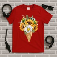 Cute Sunflowers In Ice Cream Cone T-Shirt