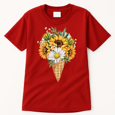 Cute Sunflowers In Ice Cream Cone Tall T-Shirt