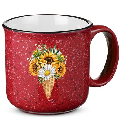 Cute Sunflowers In Ice Cream Cone 15oz Campfire Ceramic Mug