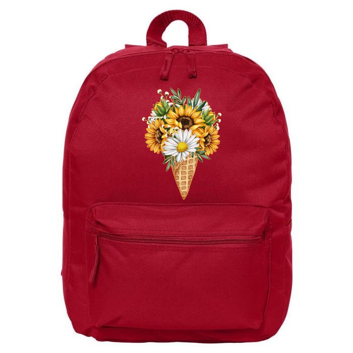 Cute Sunflowers In Ice Cream Cone 16 in Basic Backpack