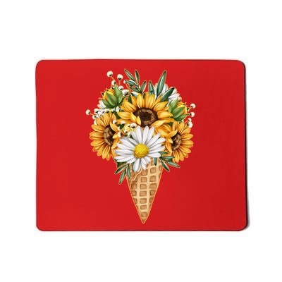 Cute Sunflowers In Ice Cream Cone Mousepad