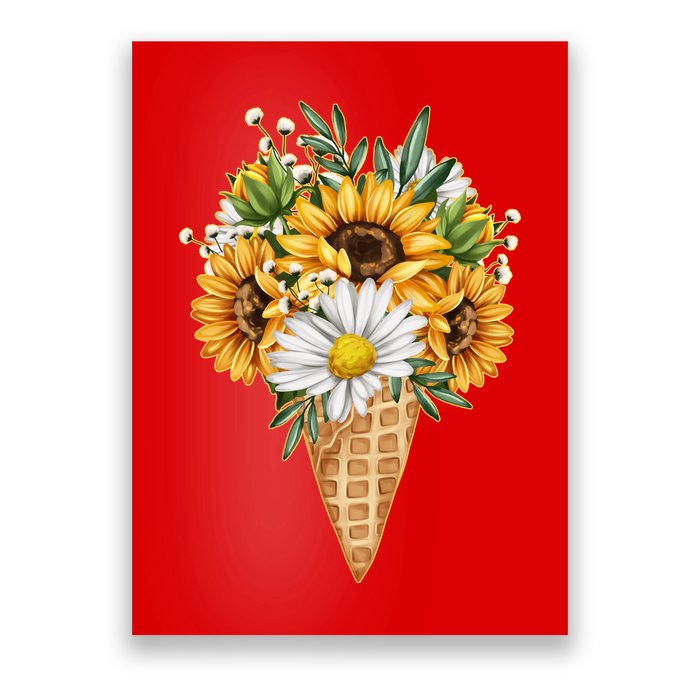 Cute Sunflowers In Ice Cream Cone Poster