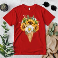 Cute Sunflowers In Ice Cream Cone Premium T-Shirt