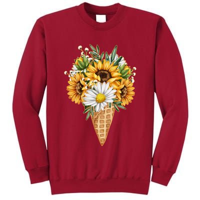 Cute Sunflowers In Ice Cream Cone Tall Sweatshirt