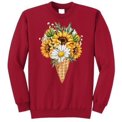 Cute Sunflowers In Ice Cream Cone Tall Sweatshirt