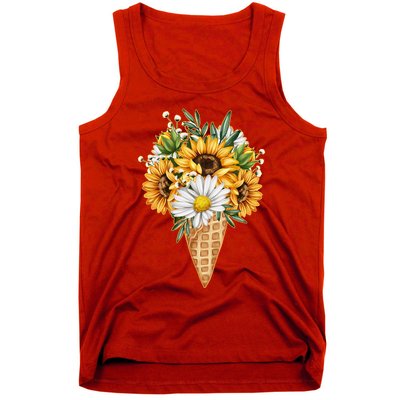 Cute Sunflowers In Ice Cream Cone Tank Top