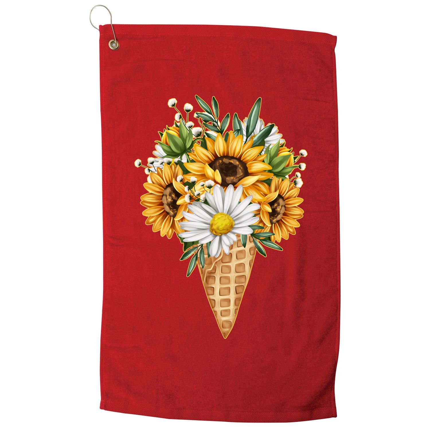 Cute Sunflowers In Ice Cream Cone Golf Towel