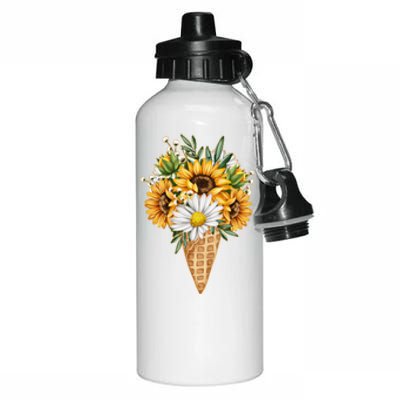 Cute Sunflowers In Ice Cream Cone Aluminum Water Bottle