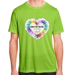 Cancer Sucks In Every Color Cancer Awareness Ribbons Heart Cute Gift Adult ChromaSoft Performance T-Shirt