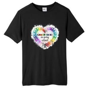 Cancer Sucks In Every Color Cancer Awareness Ribbons Heart Cute Gift Tall Fusion ChromaSoft Performance T-Shirt