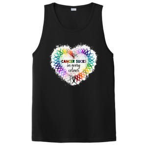 Cancer Sucks In Every Color Cancer Awareness Ribbons Heart Cute Gift PosiCharge Competitor Tank