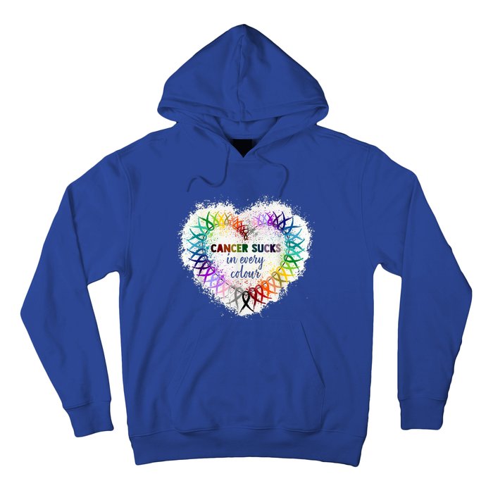 Cancer Sucks In Every Color Cancer Awareness Ribbons Heart Cute Gift Hoodie