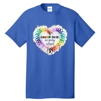 Cancer Sucks In Every Color Cancer Awareness Ribbons Heart Cute Gift Tall T-Shirt