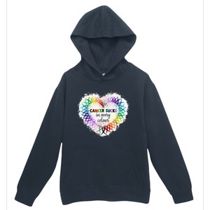 Cancer Sucks In Every Color Cancer Awareness Ribbons Heart Cute Gift Urban Pullover Hoodie