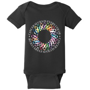 Cancer Sucks In Every Color Fight Cancer Ribbons Gift Baby Bodysuit