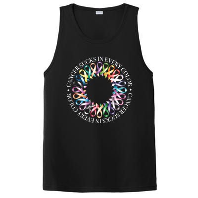 Cancer Sucks In Every Color Fight Cancer Ribbons Gift PosiCharge Competitor Tank