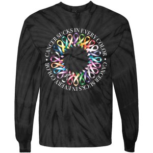 Cancer Sucks In Every Color Fight Cancer Ribbons Gift Tie-Dye Long Sleeve Shirt