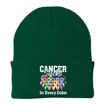 Cancer Sucks In Every Color Fighter Fight Support The Cancer Knit Cap Winter Beanie