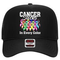 Cancer Sucks In Every Color Fighter Fight Support The Cancer High Crown Mesh Back Trucker Hat