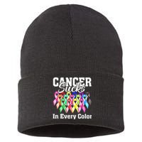 Cancer Sucks In Every Color Fighter Fight Support The Cancer Sustainable Knit Beanie