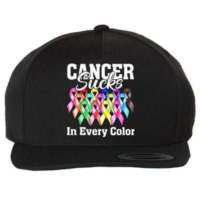 Cancer Sucks In Every Color Fighter Fight Support The Cancer Wool Snapback Cap