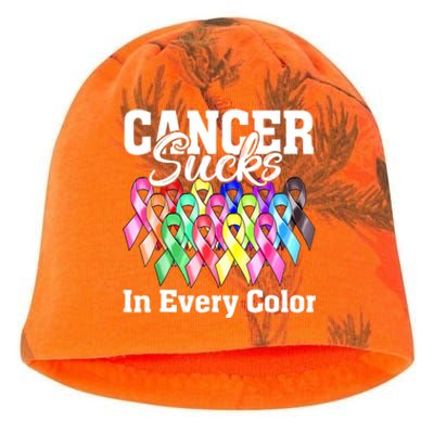 Cancer Sucks In Every Color Fighter Fight Support The Cancer Kati - Camo Knit Beanie