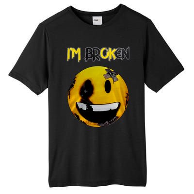 Confused Smile Im Broken Invisible Illness Im OK Broken Tall Fusion ChromaSoft Performance T-Shirt