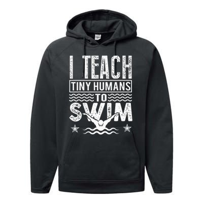 Coach Swimming Instructor I Teach Tiny Humans To Swim Performance Fleece Hoodie