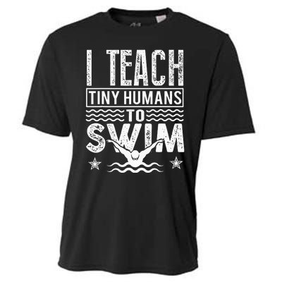 Coach Swimming Instructor I Teach Tiny Humans To Swim Cooling Performance Crew T-Shirt