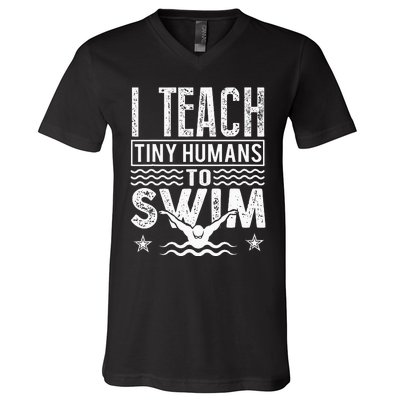 Coach Swimming Instructor I Teach Tiny Humans To Swim V-Neck T-Shirt