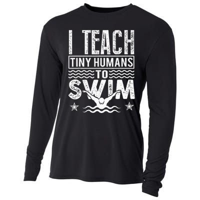 Coach Swimming Instructor I Teach Tiny Humans To Swim Cooling Performance Long Sleeve Crew