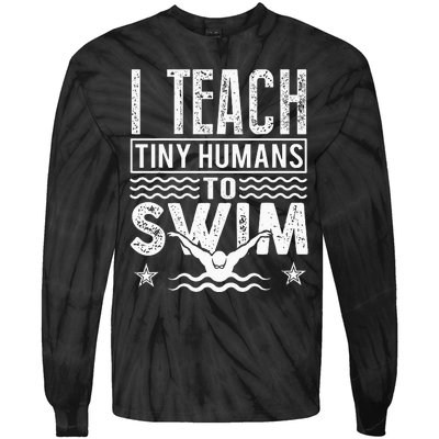 Coach Swimming Instructor I Teach Tiny Humans To Swim Tie-Dye Long Sleeve Shirt