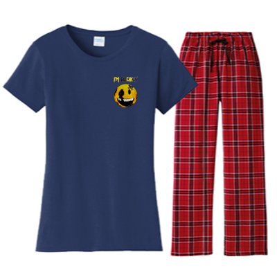 Confused Smile Im Broken Invisible Illness Im OK Broken Women's Flannel Pajama Set