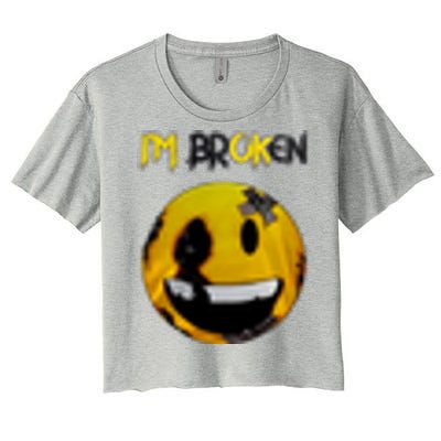 Confused Smile Im Broken Invisible Illness Im OK Broken Women's Crop Top Tee