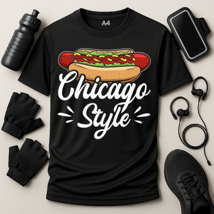 Chicago Style Illinois Hot Dog Cooling Performance Crew T-Shirt