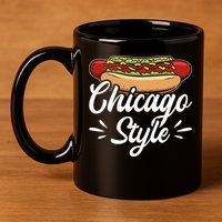 Chicago Style Illinois Hot Dog 11oz C Handle Ceramic Mug