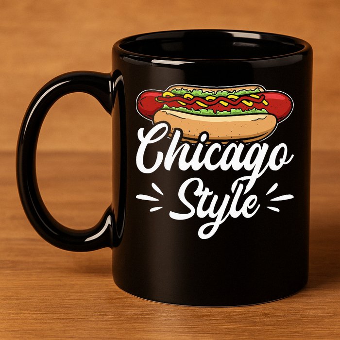 Chicago Style Illinois Hot Dog 11oz C Handle Ceramic Mug