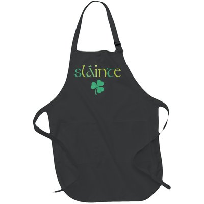 Cute Slainte Irish Trendy St Patricks Day Lucky Full-Length Apron With Pockets