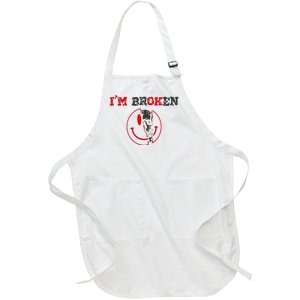 Confused Smile IM Broken Invisible Illness IM Ok Broken Full-Length Apron With Pockets