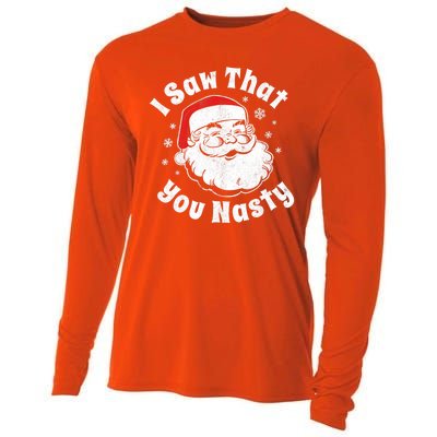 Christmas Santa I Saw That You Nasty Adult Party Cooling Performance Long Sleeve Crew