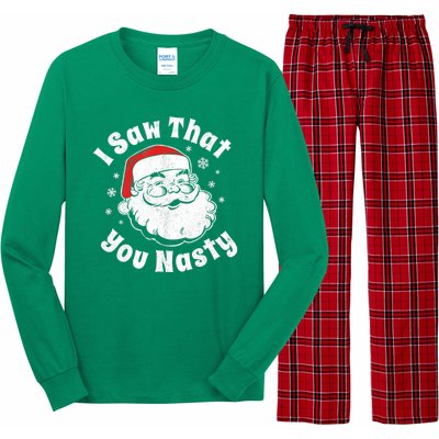 Christmas Santa I Saw That You Nasty Adult Party Long Sleeve Pajama Set