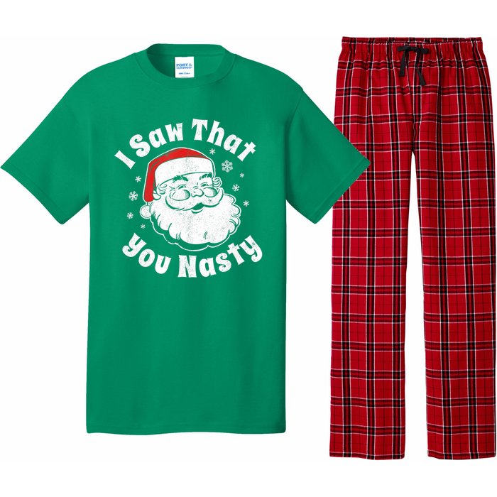 Christmas Santa I Saw That You Nasty Adult Party Pajama Set