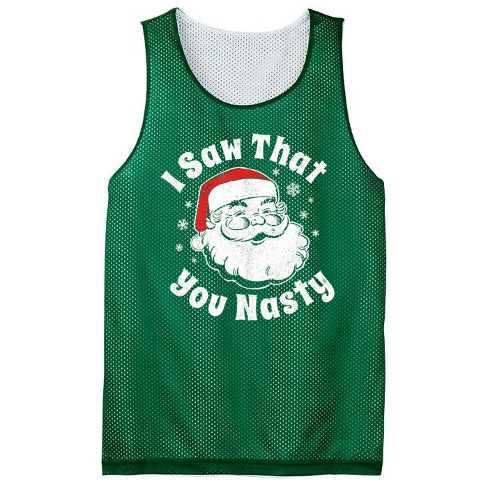 Christmas Santa I Saw That You Nasty Adult Party Mesh Reversible Basketball Jersey Tank