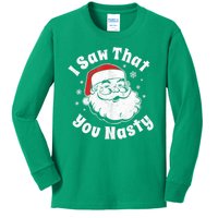 Christmas Santa I Saw That You Nasty Adult Party Kids Long Sleeve Shirt