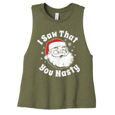 Christmas Santa I Saw That You Nasty Adult Party Women's Racerback Cropped Tank