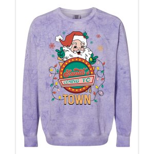 Christmas Santa Is Coming To Town Retro Christmas Pajamas Cute Gift Colorblast Crewneck Sweatshirt