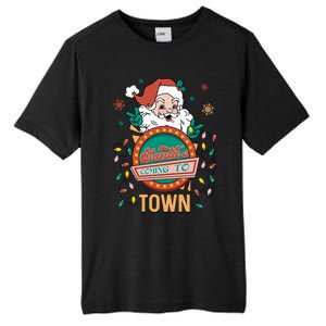 Christmas Santa Is Coming To Town Retro Christmas Pajamas Cute Gift Tall Fusion ChromaSoft Performance T-Shirt